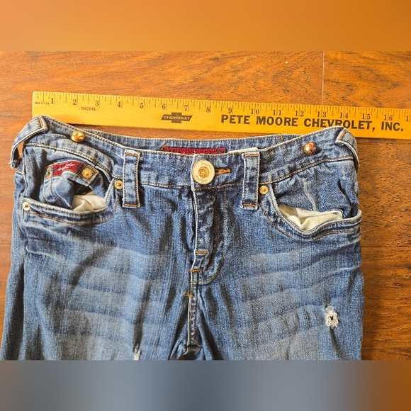 Vintage Baby Phat Jeans Womens Size 7 Distressed Holes Designed Pockets Unique - Picture 8 of 8